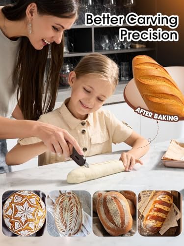 CLUEAPOP Bread Lame | Sourdough Scoring Tool | Bread Scoring Tool | Lame Bread Tool | Sourdough Tools Includes 5 Bread Razor Blades, Extractable & Magnetic Scoring Knife for Bread Baking - color: Walnut
