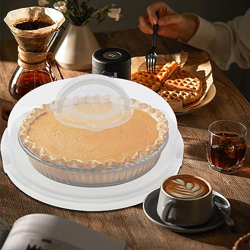 2Pcs Pie Carrier with Lid Portable Cheesecake Carrier 12 Inch Cupcake Cake for Thanksgiving Party Baby Shower Christmas (White) - color: White