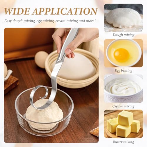 10" Stainless Steel Danish Dough Whisk with Silicone Basting Brush