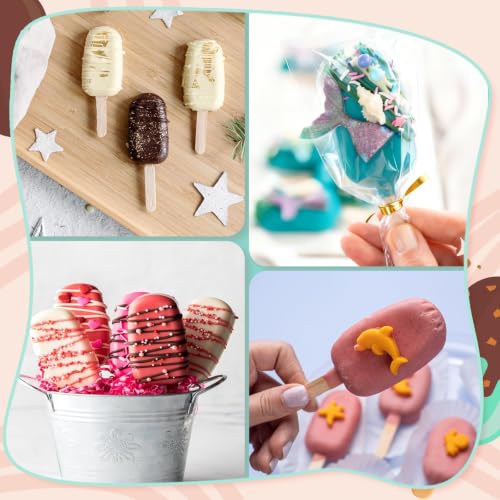 3 Inch Cakesicle Cutter and Cake Pop Mold Set with 8.7in Tray, 100 Wooden Sticks & 100 Bags, Silicone Cakesicle Mold for Homemade Cake Pops, Baking, Birthdays and Party Desserts (Turquoise) - color: Turquoise