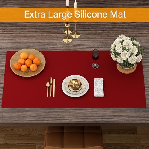 Silicone Protector Mat 47x24 Inch,Red - color: Red