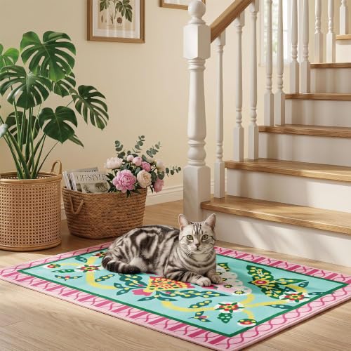 2x3 Pink Peony Area Rug, Soft Low Pile - color: Pink Peony, size: 2' x 3' (Rectangular)