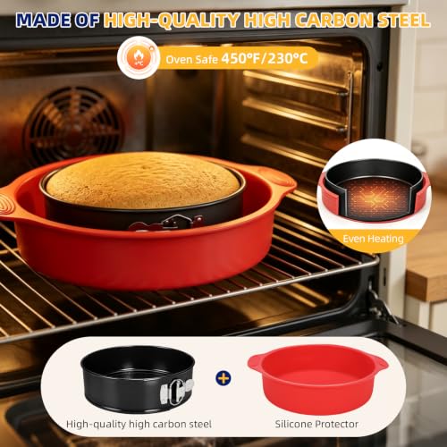 3PCS Springform Pan Set, 4, 7, 9 Inch Cheesecake Pans, Removable Bottom