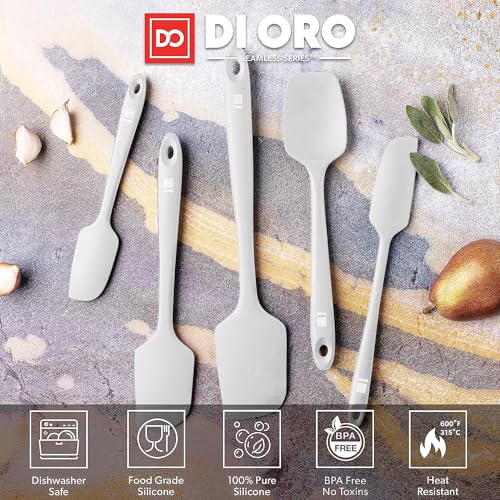 DI ORO Silicone Spatula Set - 600F Heat Resistant, 5-Pc Stone - color: Stone