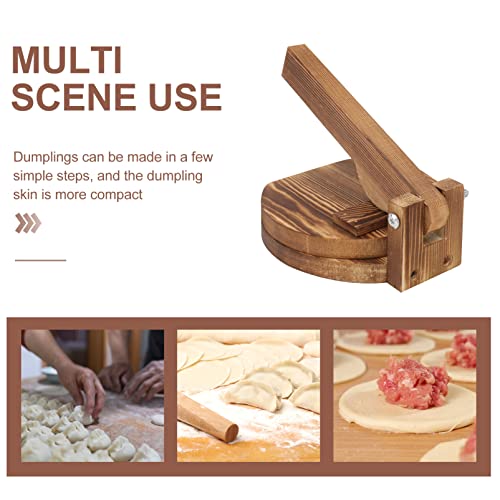 DOITOOL Wooden Dumpling Press with Handle Dough Presser