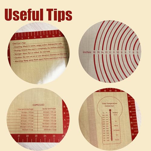 28" x 20" Silicone Baking Mat with Measurements, Red