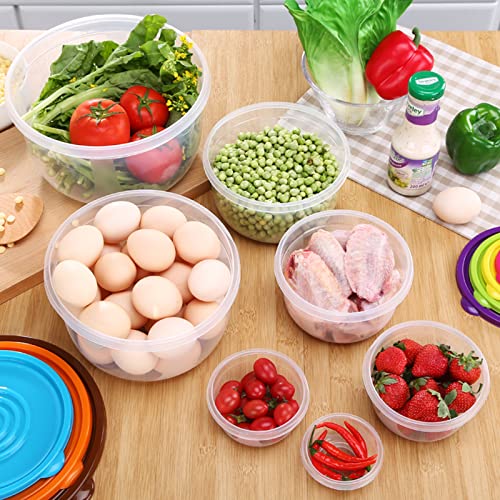 Plastic Multicolor Salad Bowl Set,Microwave and Dishwasher Safe,Ideal for Baking, Prepping, Cooking and Serving Food (Set of 7) (Multicolor-Round)