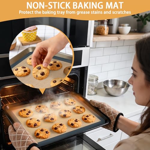 SenseYo 6 Pcs Silicone Baking Mat Non Slip Reusable BPA Free Silicone Rectangular Bakeware Sheet Liner for Cookies Pastry Bread Dough Prep Oven Counter (Gray) - color: Gray