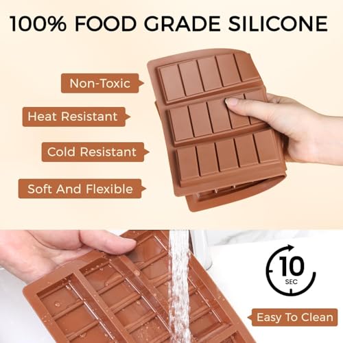 Chocolate Molds - Non-Stick Chocolate Bar Mold, Food Grade Silicone Deep Chocolate Bar Mold for Dubai Chocolate Bar Pistachio, Chocolate Snacks - Set of 2 - color: Choco: 2 PCS, size: Rectangle