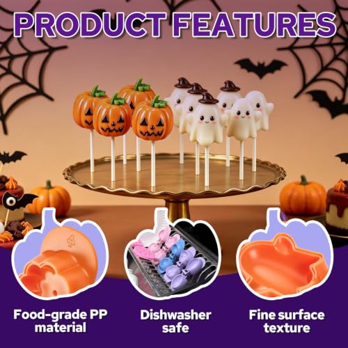 Halloween Cake Pop Mold with Sticks and Wrappers Kit - color: Pumpkin&Ghost(Orange)