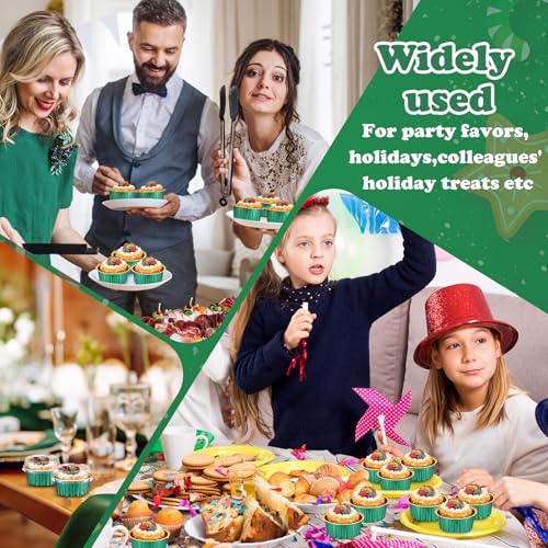 Gejoy 400 Pcs Aluminum Foil Baking Cups with Lids, Classic, Dark Green,Gold - color: Dark Green,Gold, size: Classic