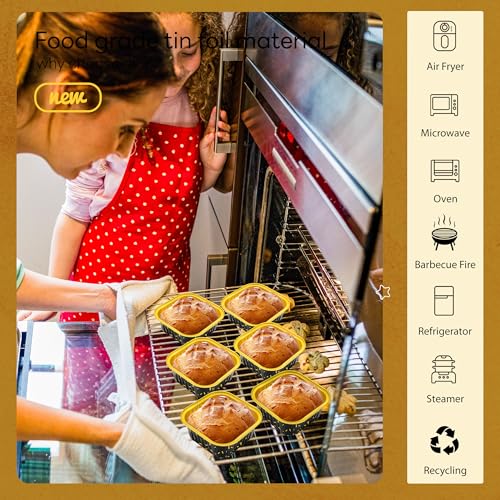 NPLUX Halloween Baking Pans, 5oz 50 Pack Black Gold for Parties - color: Black/Gold, size: 5 OZ