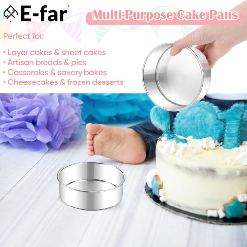 E-far Small Cake Pans Set of 2, 5’’ Stainless Steel Mini Round Baking Pan - size: 5 Inch