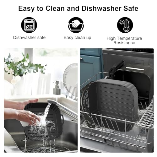 Square Silicone Air Fryer Liners 2 Pack 5-6.5QT for Ninja AF141/181 - color: Black, size: 5-6.5QT