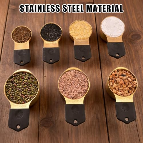 15PCS Gold Plated 304 Stainless Steel Measuring Cup & Spoon Set, Magnetic Silicone Baking Tools, Measuring Stand Included, Precise Scale, Easy Clean & Storage, for Baking & Cooking