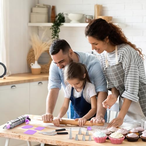 Dessert Decorating Syringe Set, Frosting Piping Kit Stainless Steels - color: Purple