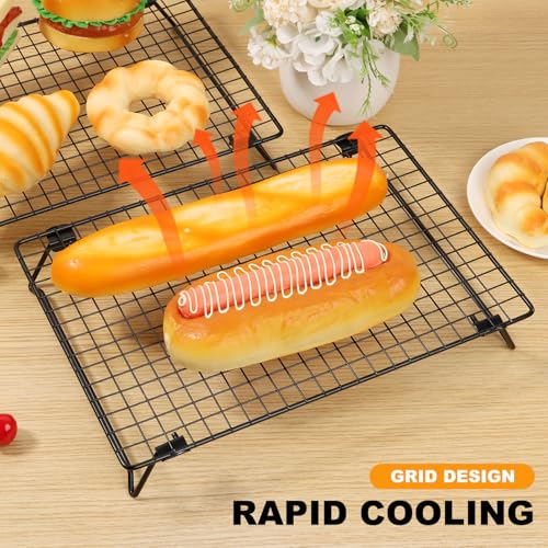 2 Pack Sourdough Cooling Rack, 17 x 11 Inch Heavy Duty Steel Cooling Racks for Sourdough, 2-Tier Stackable Tall Baking Racks, Wire Rack for Baking, Grilling Making Jerky (Black) - size: 17” x 11”-2 Pack