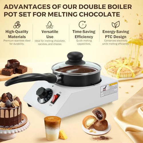 Electric Chocolate Melting Pot Capacity 1KG Adjustable Easy To Clean - size: Single Melter