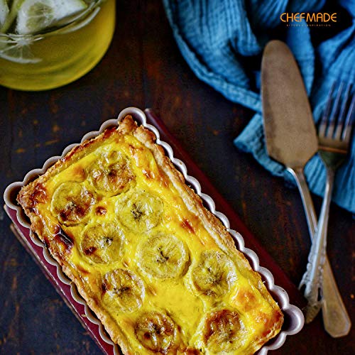 CHEFMADE Rectangular Tart Pan, 7 Inch Non-Stick Quice Pan with Removable Loose Bottom for Oven Bake(Champagne Gold) - size: 4" x 7" Rectangle