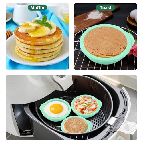Air Fryer Egg Molds, 6-Pack Silicone Non-Stick for Muffins & Toast - color: Green