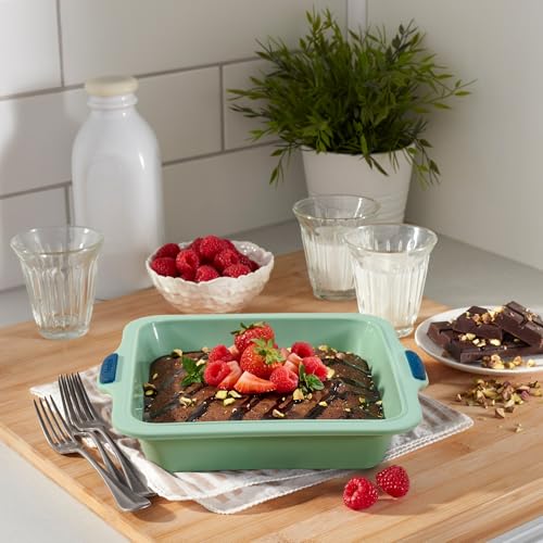 Starfrit Silicone Bakeware 8" (20cm) Muffin Pan, Metal Frame, Green - size: Square Cake
