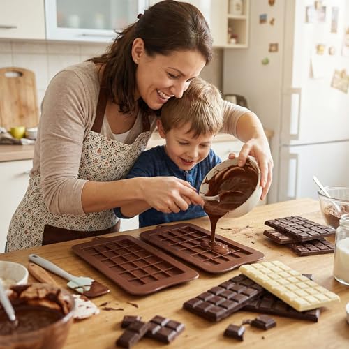 4 Pcs Break-Apart Chocolate Molds, Chocolate Bar Silicone Molds, Non-Stick Chocolates Bar Mold for Baking Chocolates, Candy, Protein Energy Bars - color: Rectangular Chocolate