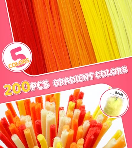 IOOLEEM Orange Pipe Cleaners,200pcs 5 Colors - color: Orange, size: 200 Count