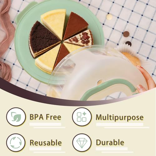 Plastic Cake Carrier with Lid and Handle, Multipurpose Cake Stand - color: Green
