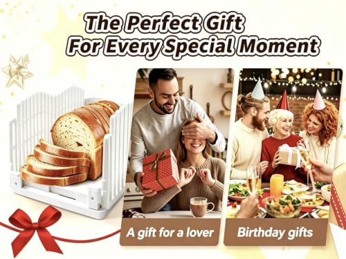 Bread Slicer Adjustable Foldable Cutter BPA Free white