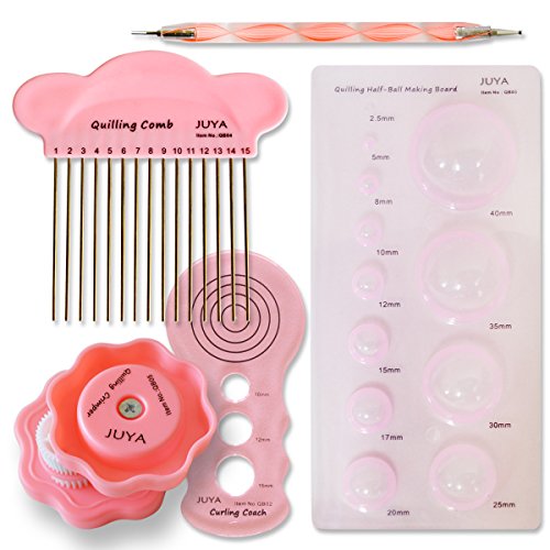 JUYA Paper Quilling Kit 960 Strips with 12 Tools, Pink Set, 5mm - color: Pink, size: Paper Width 5mm without Glue