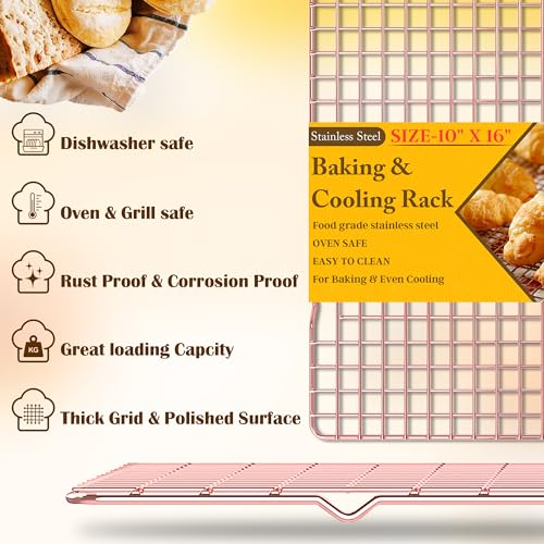 2 PCS Cooling Racks for Cooking and Baking, 10" x 16", Rose Gold - color: Rose Gold, size: 10‘’x16‘’-2PC
