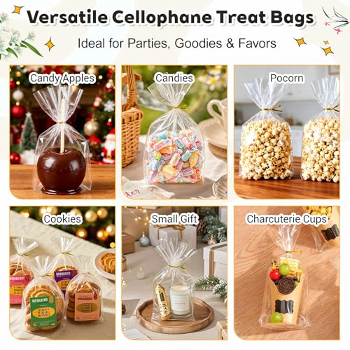 PigPotParty Cellophane Treat Bags 7x10 Inch, 50 Pack, Clear Goodie Bags - color: 7x10 Inch (Pack of 50)