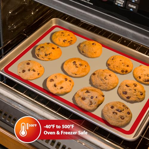 Silicone Baking Mat Set of 3, Non-Stick 2 Half & 1 Quarter Macaron Sheets - color: Red, size: 2Half Sheets+1Quarter ( Macaron )