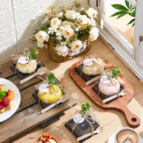 Honeydak 3.5 Inch Individual Cupcake Containers with Lids, Black, 50 Sets - color: Black