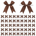 50 Pcs Twist Tie Bows for Treat Bags and Gift Wrapping, Brown - color: Brown
