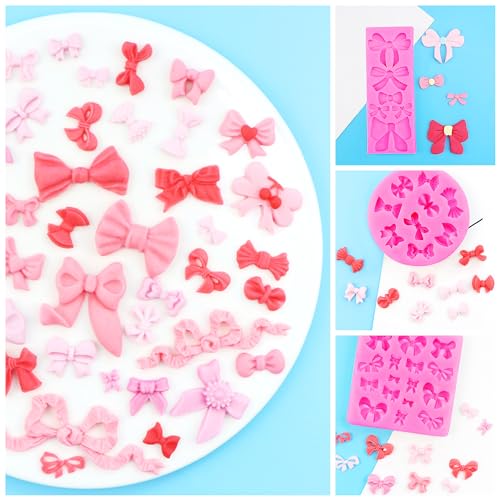5 Packs Bows Silicone Mold Bow Chocolate Mold Bows Silicone Fondant Molds for Cake Decoration - style: Bow