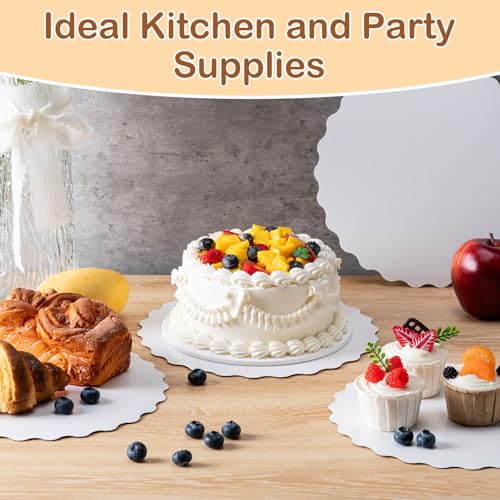 6Pcs Wave Cake Boards,White Cake Boards 10 inch Round,Oil-Proof Cake Base - color: White-wave-6pcs