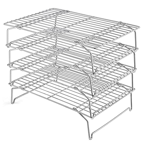 Leonyo 4-Tier 15x10IN Cookie Cooling Rack for Cooking Stackable Collapsible
