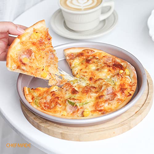 CHEFMADE Pizza Pan, 8-Inch Non-Stick Pancake Bakeware for Oven Baking (Champagne Gold) - size: 8" Pizza