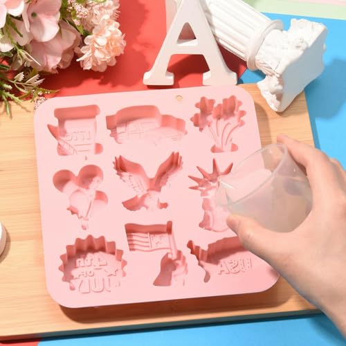 Airssory 2 pcs Independence Day Molds Patriotic Chocolate Candy Mold Pink 17.9x17.2x2.1cm for Baking Ice Cubes Jello Soap Cake Decor Party Decoration - color: Independence Day Molds