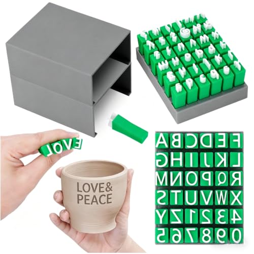 2 PCS Alphabet Stamps for Clay Pottery, Letter Stamps, Clay Letter Stamps, Capital Letters and Number, Lowercase and Alphabet Symbols Small Press Fondant Embosser DIY Cookie Stamps