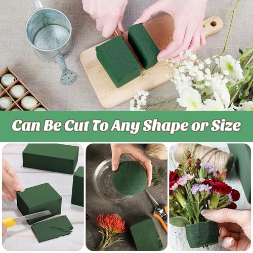 Aneco 8 Pieces Floral Foam Blocks with 2 Rolls Floral Tape 5.5''L x 3.1''W x 1.8''H Green Square Flower Foams Flower Arrangements Supplies for Dry & Wet Flower Wedding Home Decor and DIY Crafts