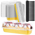 Upgrade Large 11.8oz Mini Cake Pans with Lids and Spoons 30Pcs Mini Loaf Pans Disposable for Gift Giving Bake Sale Lunchbox Baking ContainersSuitable for Bread, Cakes, Treats, Ice Cream - color: 30-pack-Gold