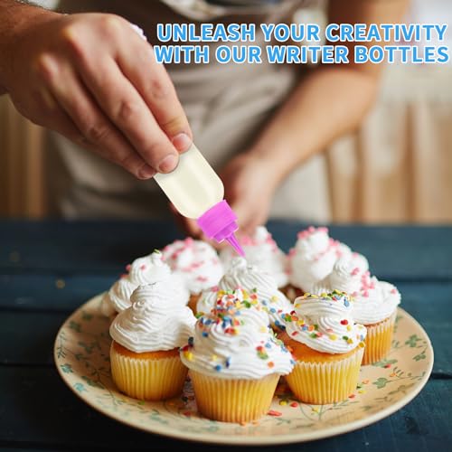 6 Pcs Writer Bottles, Small Squeeze Bottle, Condiment Squeeze Bottles, For Cakes Decorating, Food DIY, Ice Cream Decoration etc, 4 OZ