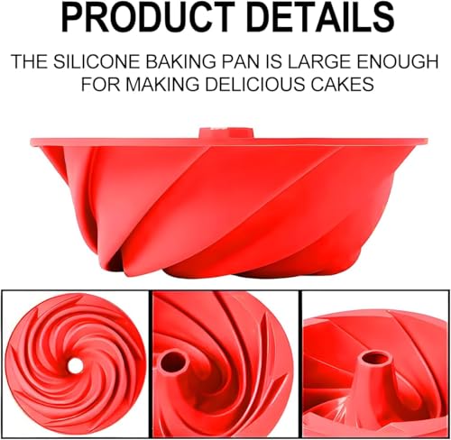 saphe Silicone Heart Shaped Fluted Cake Pan, Silicone Bundt Cake Pans - 8 inch Nonstick silicone Cake Pan for Bundt Cakes,Fluted Cakes and Brownies, 2 packs (10inch 2 packs) - size: 10inch 2 packs