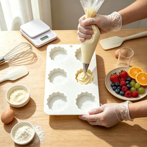 2PCS Egg Tart Silicone Mold, 6-Cavity Egg Tart Shaped Mousse Mold, White - color: White-XY054