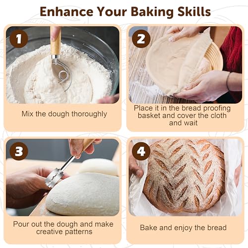 TeamFar Sourdough Bread Baking Supplies, 9" Round & 10" Oval