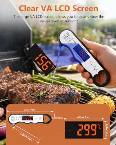 COOLMI Instant Read Meat Thermometer, 2-4 Sec, Waterproof, Rechargeable - color: Rechargeable Model-Black