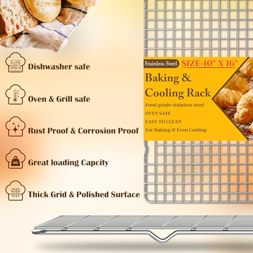2 PCS Cooling Racks for Cooking and Baking, 10" x 16", Silver - color: Silver, size: 10‘’x16‘’-2PC