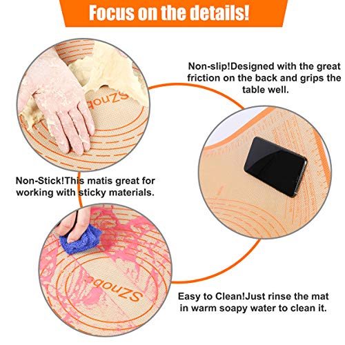 Silicone Pastry Mat 34X26 inch Baking Mat Large Dough Mat with Measurements - color: Orange, size: 26"L x 34"W